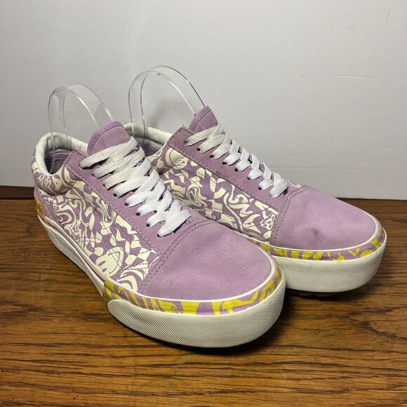 Vans Old Skool Stacked Wavy Days Platform Sneaker 500714 Canvas Suede Sz 8.5 - Picture 8 of 12